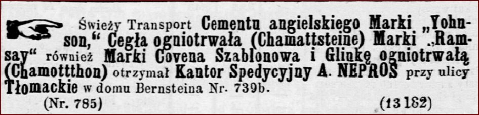 Reklama Kantoru Augusta Nepros, męża Klementyny Adolph