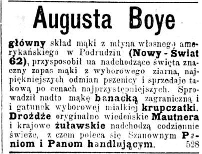 August Boye ogłoszenie