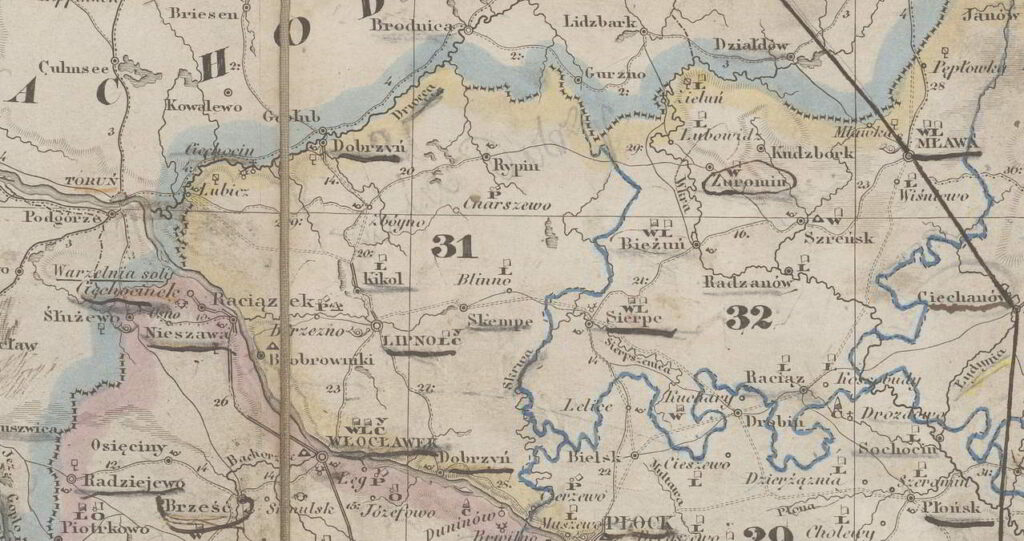 ziemia dobrzyńska na mapie z 1856 roku