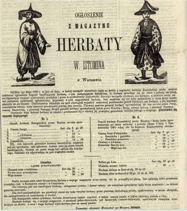 Reklama Magazynu Herbaty W Istomina z 1864 roku