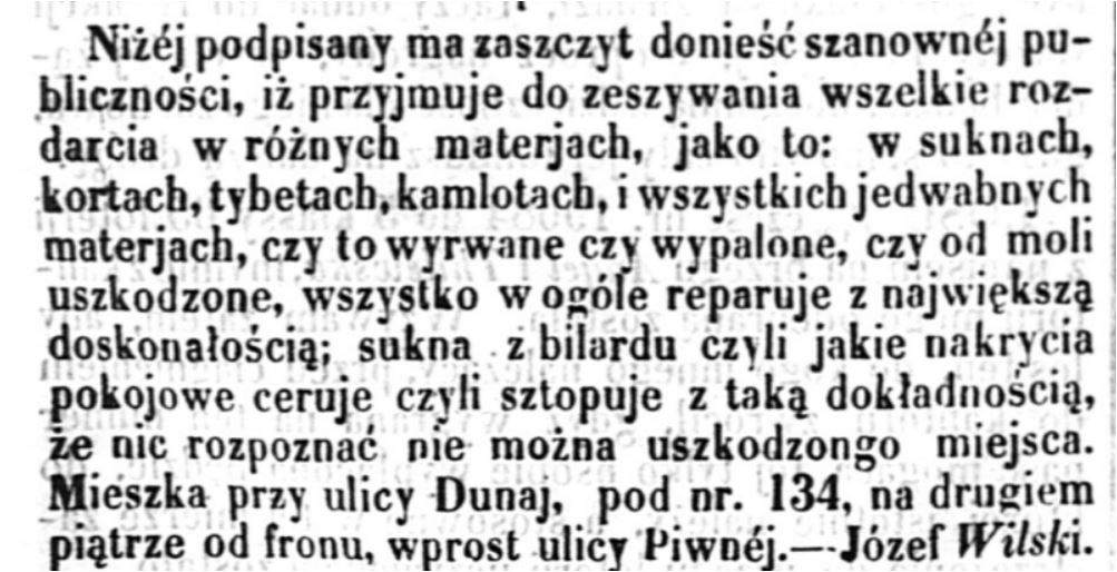 Józef Wilski sztopfer 1845 rok ul Dunaj 134