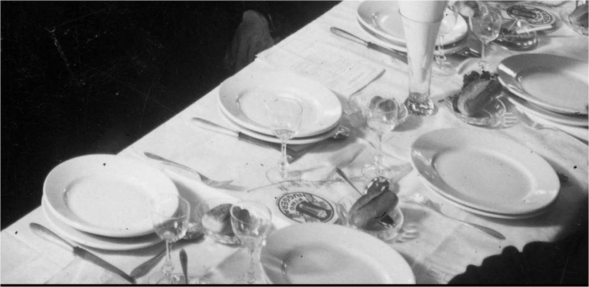 Nakrycie stołu podczas 675 lecia cechu rzeźników w Poznaniu 1932
