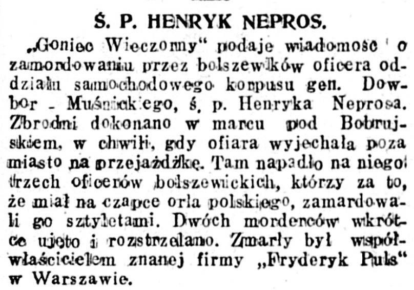 Henryk Nepros Kurjer Polski r 21 nr 140 25 czerwca 1918. Polona